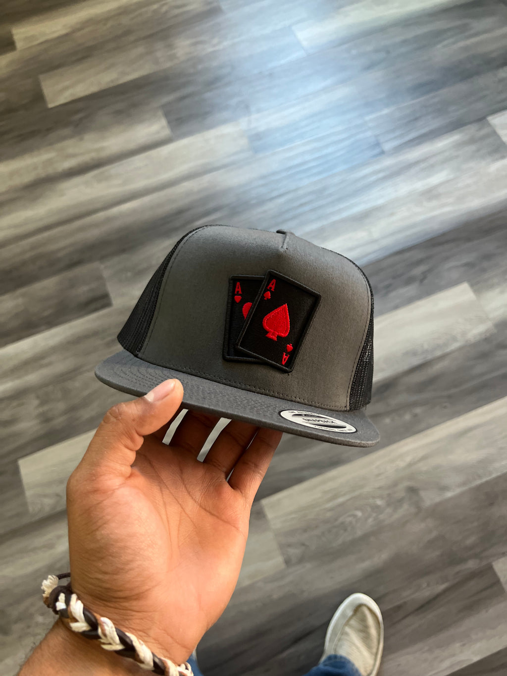 Charcoal Black Red Aces Cap